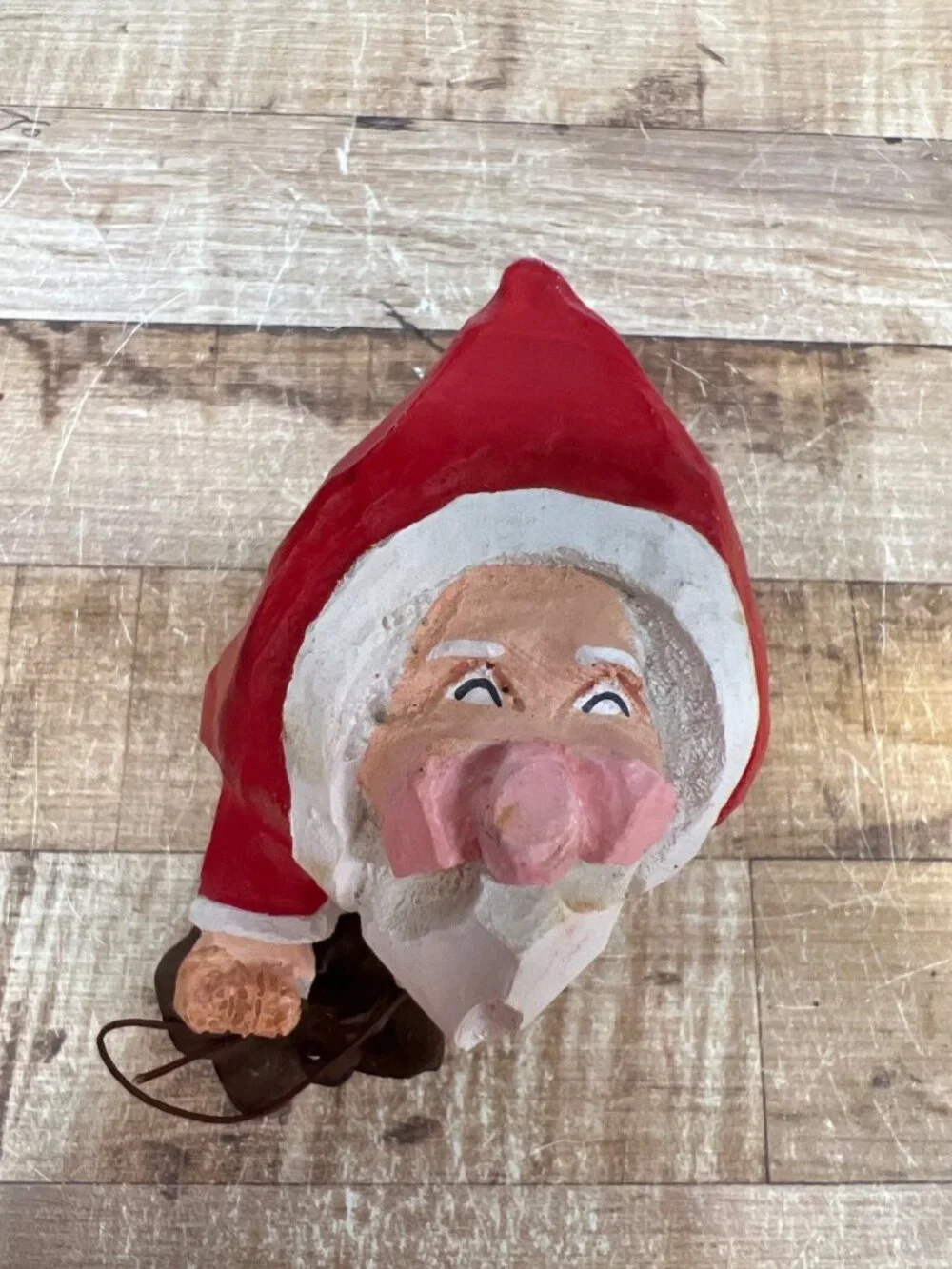 Dept 56 Wooden Santa Claus Figurine With Red Cloak & Boot Holiday Decoration